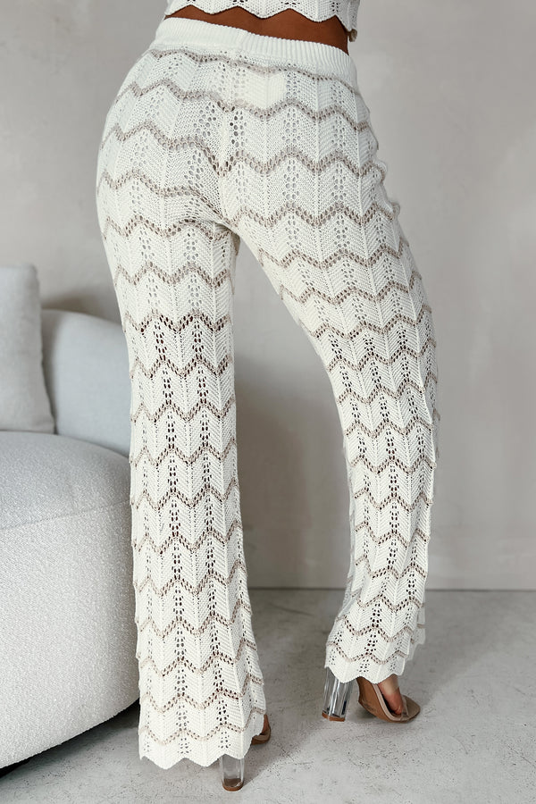 Better At The Beach Chevron Knit Pants (Ivory/Beige) - NanaMacs