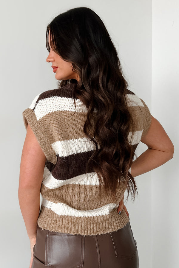 Echos Of The Past Colorblock Sweater Top (Brown Multi) - NanaMacs