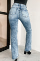 Kingsley High Rise Acid Wash Risen Flare Jeans (Acid Medium) - NanaMacs