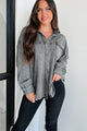 Staying Inside Oversized Vintage Wash Shirt (Charcoal) - NanaMacs