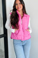 Until Next Time Padded Puffer Vest (Fuchsia) - NanaMacs