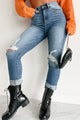 Doorbuster Ryan High Rise Distressed Sneak Peek Skinny Jeans (Denim) - NanaMacs