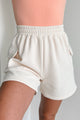 Cloudy Days High Waist Cargo Lounge Shorts (Ivory) - NanaMacs