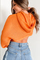 Doorbuster Brighten Your Day Waffle Knit Crop Hoodie (Light Orange) - NanaMacs