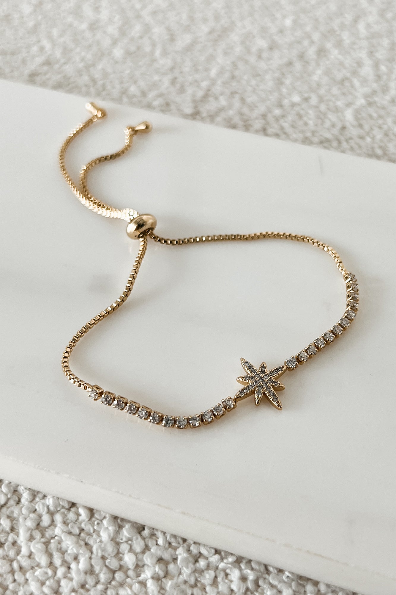 Little Shining Stars Rhinestone Star Bracelet (Gold) - NanaMacs