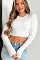 Lolani Ribbed Long Sleeve Crop Top (White) - NanaMacs