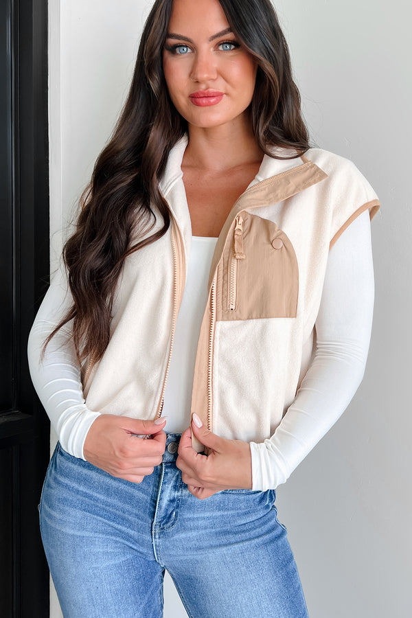 Autumn Strolls Fleece Vest Top (Cream) - NanaMacs