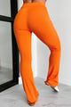 No Worries In Sight Ribbed Flare Leggings (Orange) - NanaMacs
