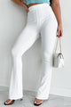 No Worries In Sight Ribbed Flare Leggings (Off White) - NanaMacs