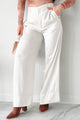 Focus Meetings High Waist Satin Pants (Pearl)