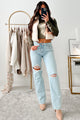 Atticus High Rise Distressed Sneak Peak Straight Leg Jeans (Light) - NanaMacs