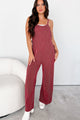 Constant Comfort Wasabi + Mint Ribbed Jumpsuit (Maroon) - NanaMacs