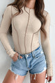 No Drama Here Mock Neck Bodysuit (Nude) - NanaMacs