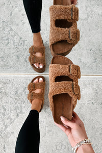 Bohemian Paradise Sherpa Platform Sandals (Brown) - NanaMacs