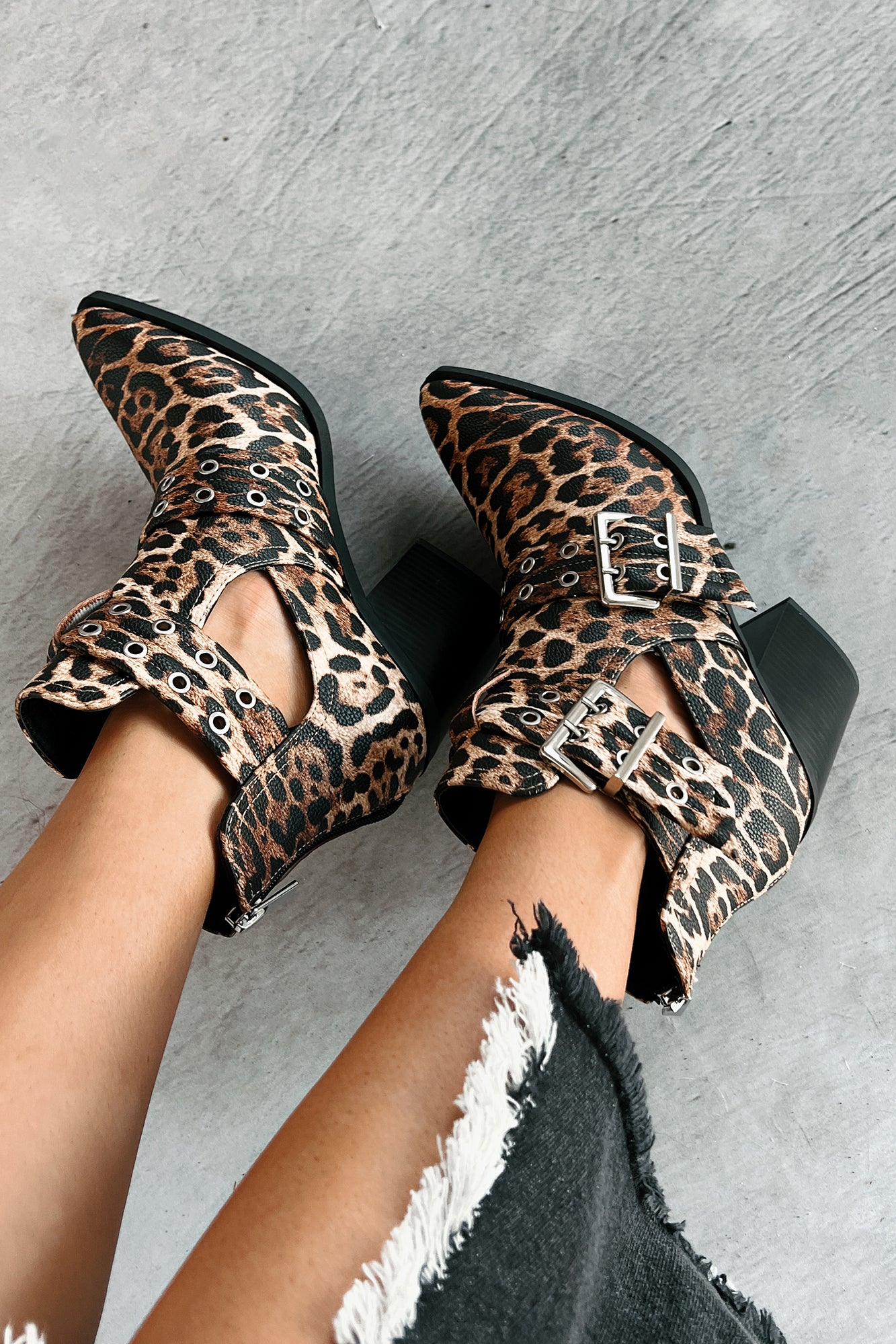 Fact Of Fashion Cut-Out Ankle Booties (Leopard) - NanaMacs