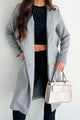 It's A Long Story Brushed Fleece Long Coat (Grey)