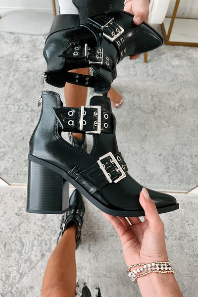 Fact Of Fashion Cut-Out Ankle Booties (Black) - NanaMacs