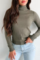 Conceptually Chic Long Sleeve Turtleneck Top (Olive) - NanaMacs