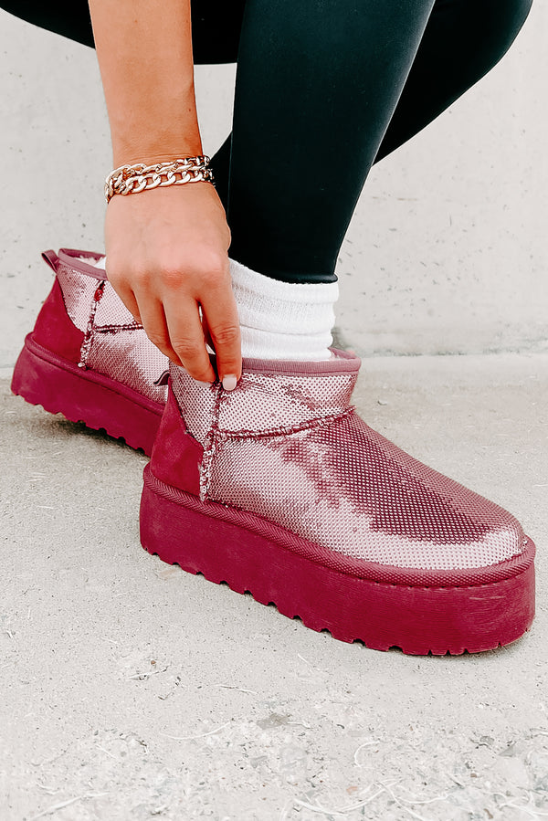 It's Been Real Sequin Platform Booties (Pink) - NanaMacs