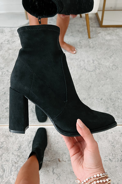 Move Along Faux Suede Booties (Black) - NanaMacs