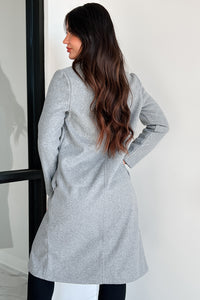 It's A Long Story Brushed Fleece Long Coat (Grey) - NanaMacs