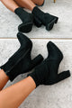 Move Along Faux Suede Booties (Black) - NanaMacs