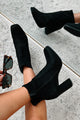 Move Along Faux Suede Booties (Black) - NanaMacs