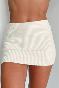 Seasonal Style Sweater Knit Mini Skirt (Cream) - NanaMacs