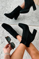 Move Along Faux Suede Booties (Black) - NanaMacs