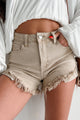 Fresh Take High Rise Distressed Risen Denim Shorts (Sand) - NanaMacs