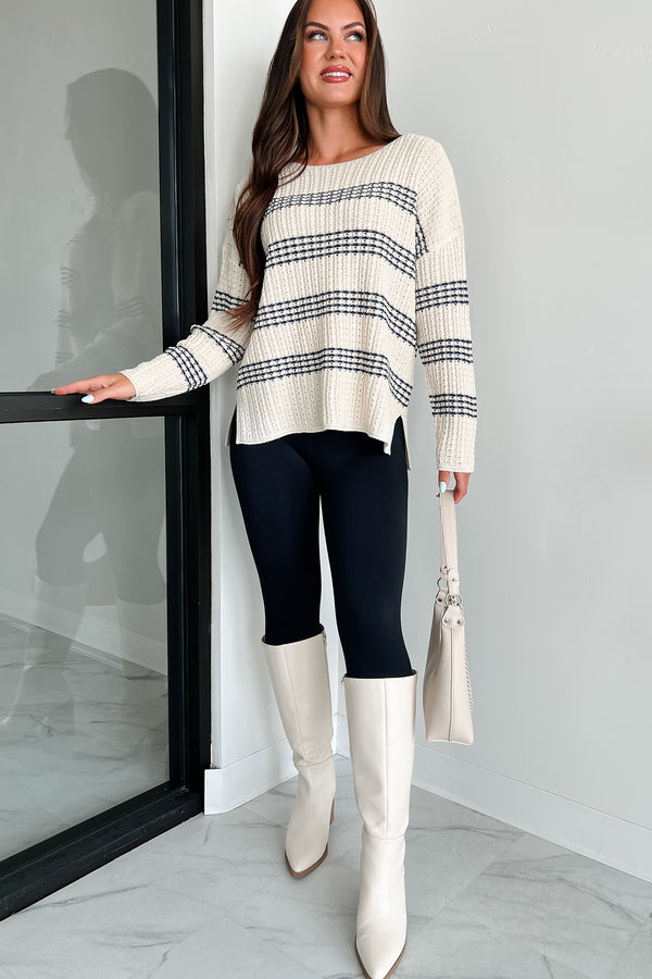 Xerxes Striped Sweater (Dark Blue/Oatmeal) - NanaMacs