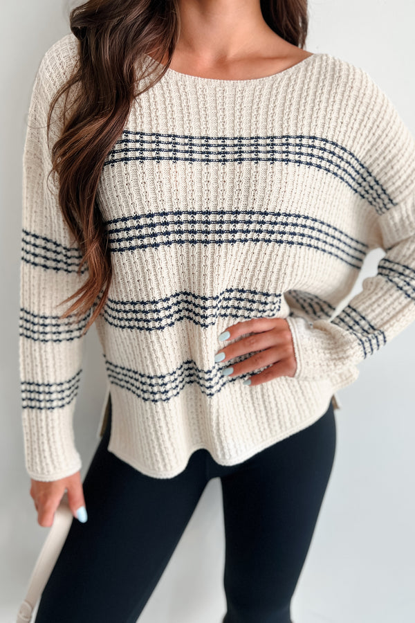 Xerxes Striped Sweater (Dark Blue/Oatmeal) - NanaMacs