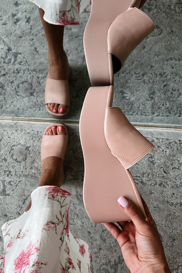 Step Aside Platform Wedge Sandal (Blush) - NanaMacs