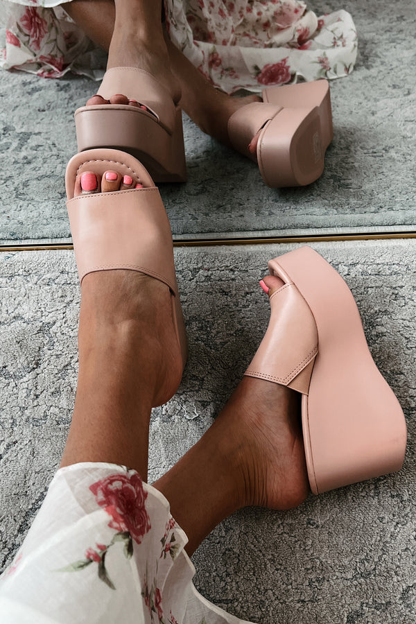 Step Aside Platform Wedge Sandal (Blush) - NanaMacs