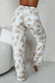 Happy In Hawaii Floral Kimono & Pant Set (Taupe) - NanaMacs