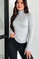 Conceptually Chic Long Sleeve Turtleneck Top (Heather Grey) - NanaMacs