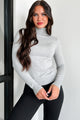 Conceptually Chic Long Sleeve Turtleneck Top (Heather Grey) - NanaMacs