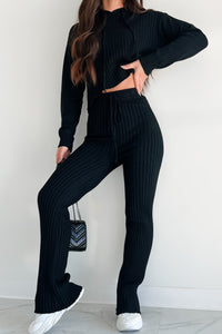 Drowsy Darling Sweater Knit Two-Piece Set (Black) - NanaMacs