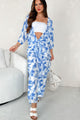 Happy In Hawaii Floral Kimono & Pant Set (Blue) - NanaMacs