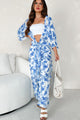 Happy In Hawaii Floral Kimono & Pant Set (Blue) - NanaMacs