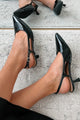 Walk All Over You Slingback Kitten Heels (Black Patent) - NanaMacs