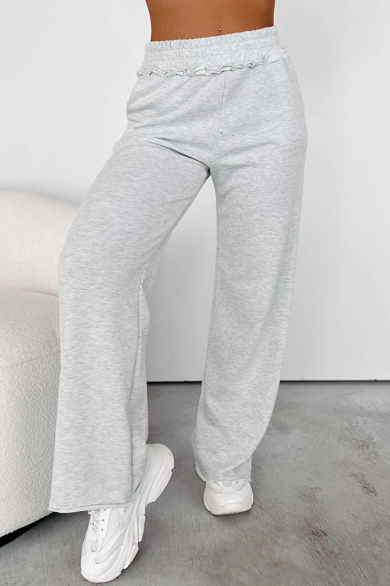 My Chill Time Wide Leg Sweatpants (Light Heather Grey) - NanaMacs