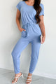 Stroll Through Town Short Sleeve Jumpsuit (Cloud) - NanaMacs