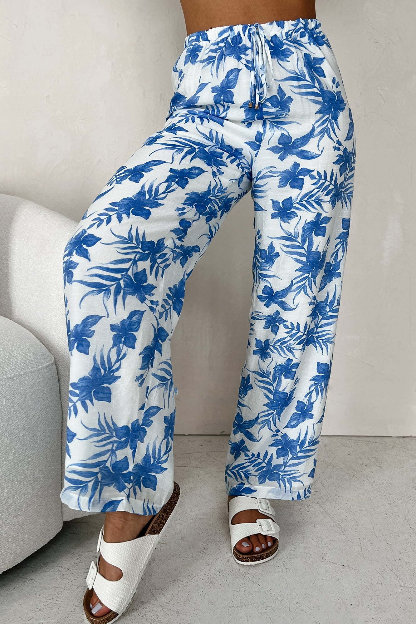 Happy In Hawaii Floral Kimono & Pant Set (Blue) - NanaMacs