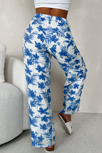 Happy In Hawaii Floral Kimono & Pant Set (Blue) - NanaMacs