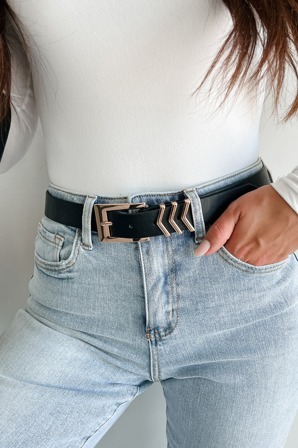 Trimmed Trends Faux Leather Belt (Black) - NanaMacs