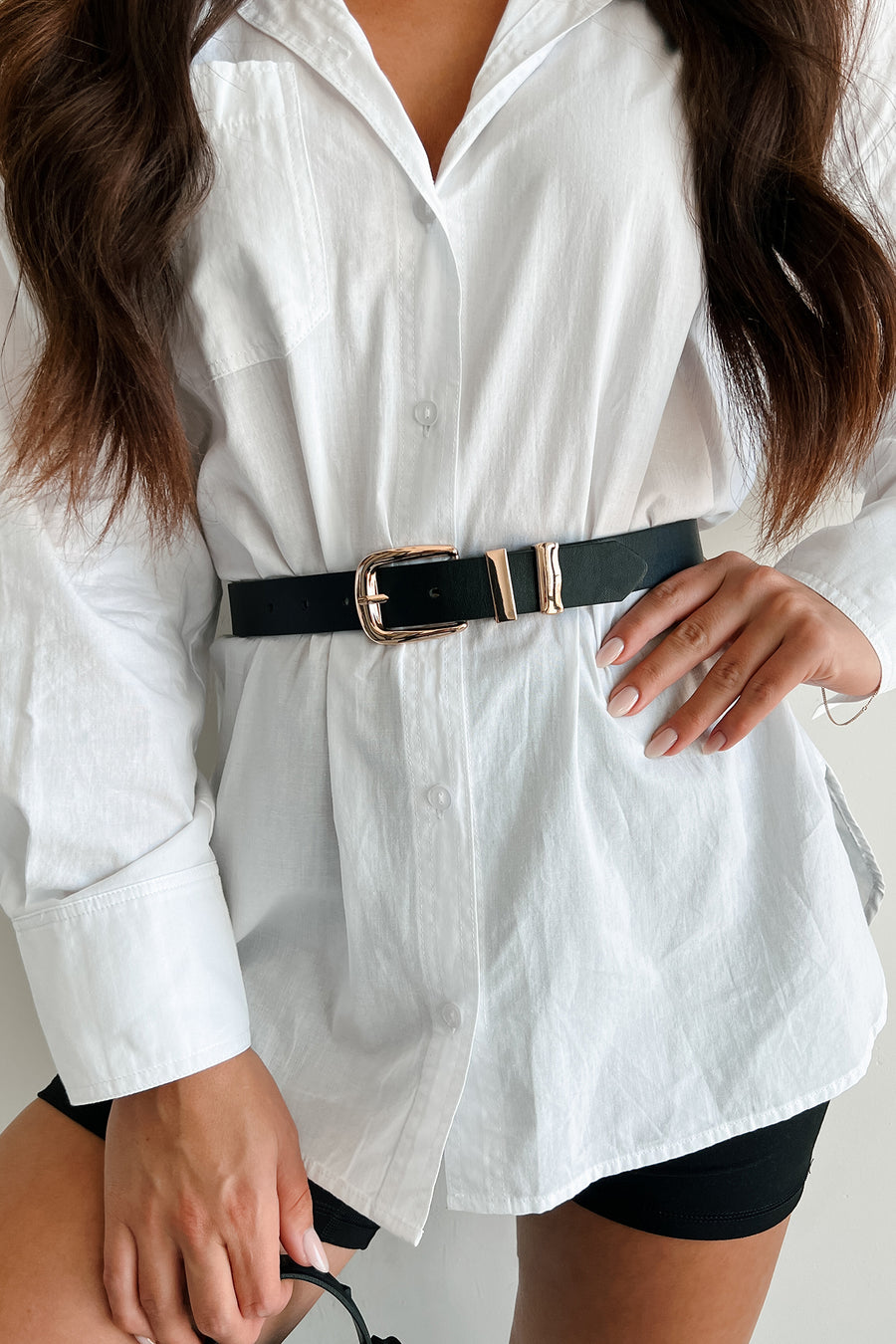 Defined Lines Faux Leather Belt (Black)