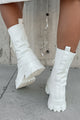 Doorbuster Get A Move On Lace-Up Combat Boots (White) - NanaMacs