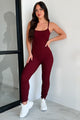 Making Things Right Rib Knit Backless Jumpsuit (Wine)-Ships by 10/17 - NanaMacs