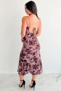 Everlasting Love Floral Mesh Midi Dress (Wine) - NanaMacs
